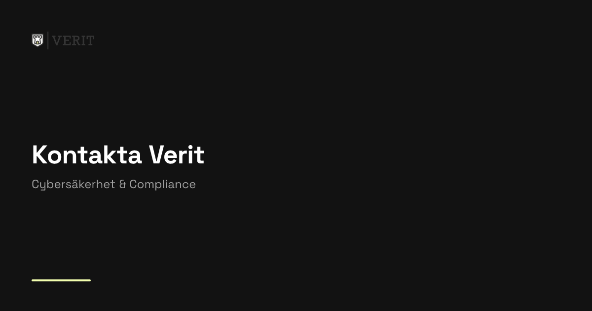 Verit Mod Kontakta Verit | Cybersäkerhet & Compliance